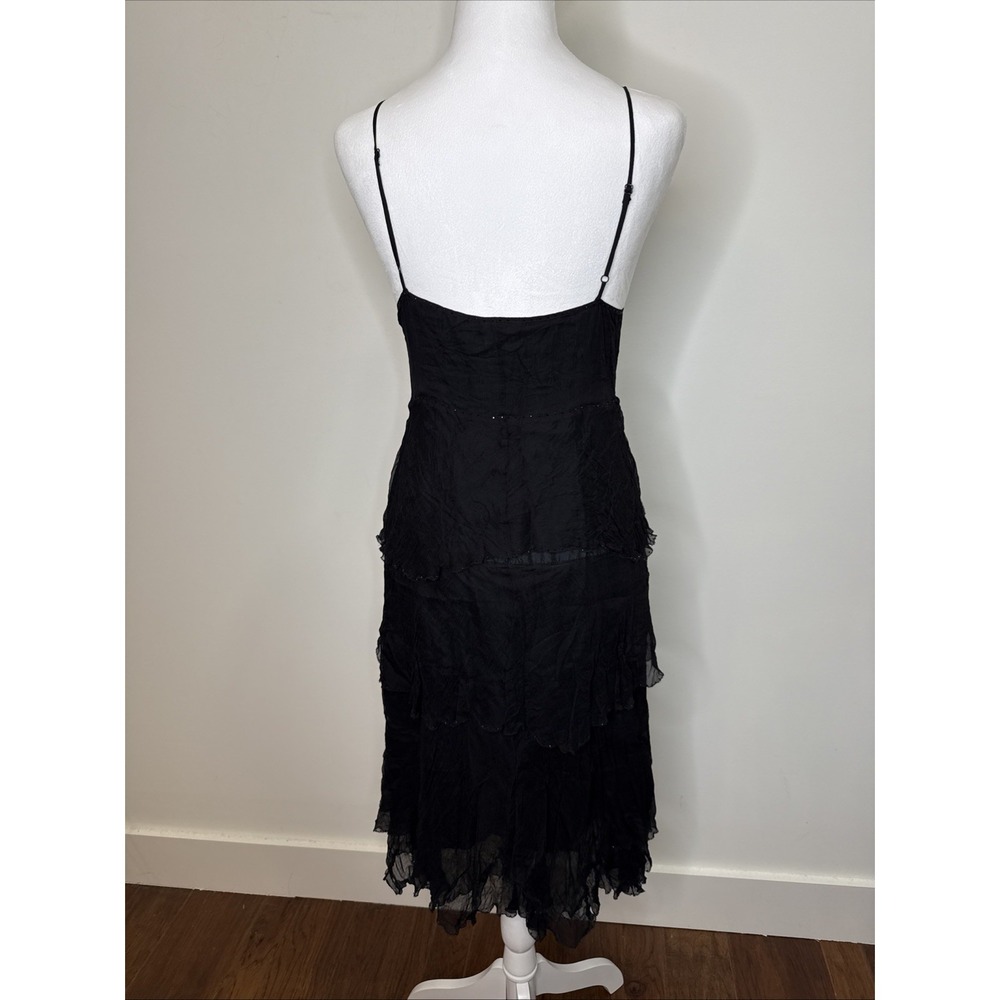 Saja 100% Silk Whimsigoth Boho‎ Dress S Black Fairy Grunge Tiered Witchy Beaded - Picture 7 of 9